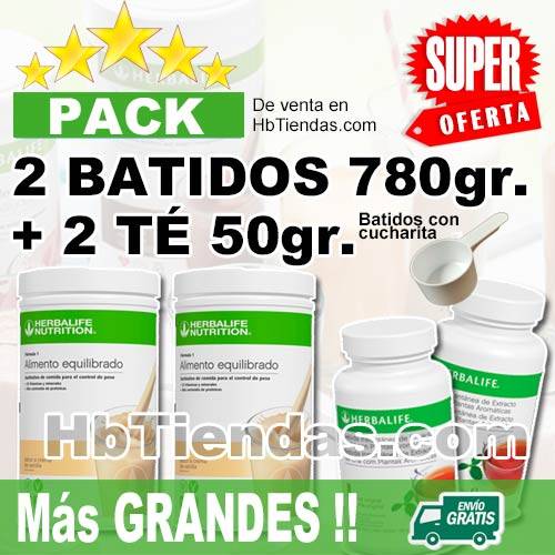 Super Pack 2 Batidos 780gr. + 2 Té Hierbas 50gr.